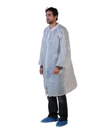 Image de BLOUSE VISITEUR PP BLANC+COL+PRESSION - SACHET DE 10