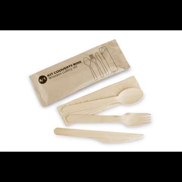 Image de SACHET COUVERTS BOIS 4/1 (C+F+CD+SAC KRAFT) - SACHET DE 100