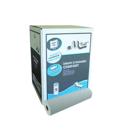 DRAP D'EXAMEN BLANC ECOLABEL 2 PLIS - CARTON DE 9 ROULEAUX